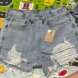 Levi's Blue Distressed Jean Shorts